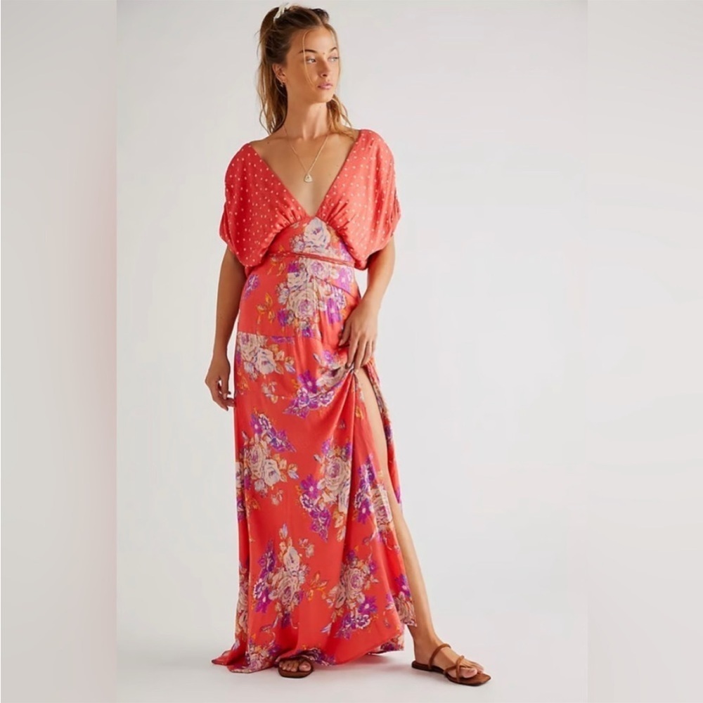 NWT Free People Juniper Maxi Dress Floral Polka Dot Size XS
